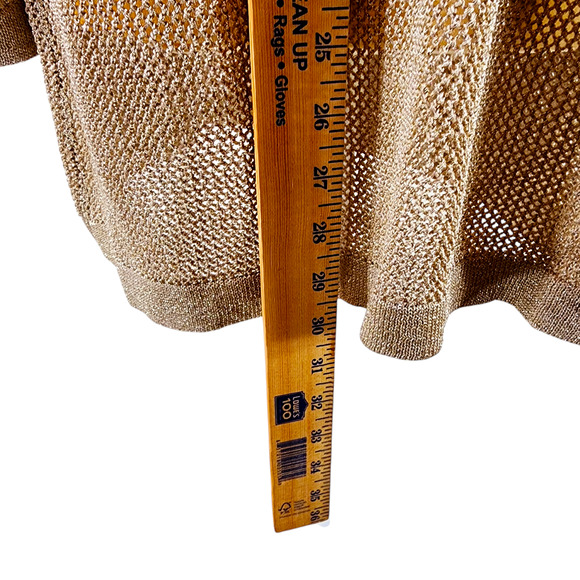 Chicos 1 M Womens Metallic Mesh Cardigan Sweater Gold Open Front Pockets Holiday - Picture 5 of 10